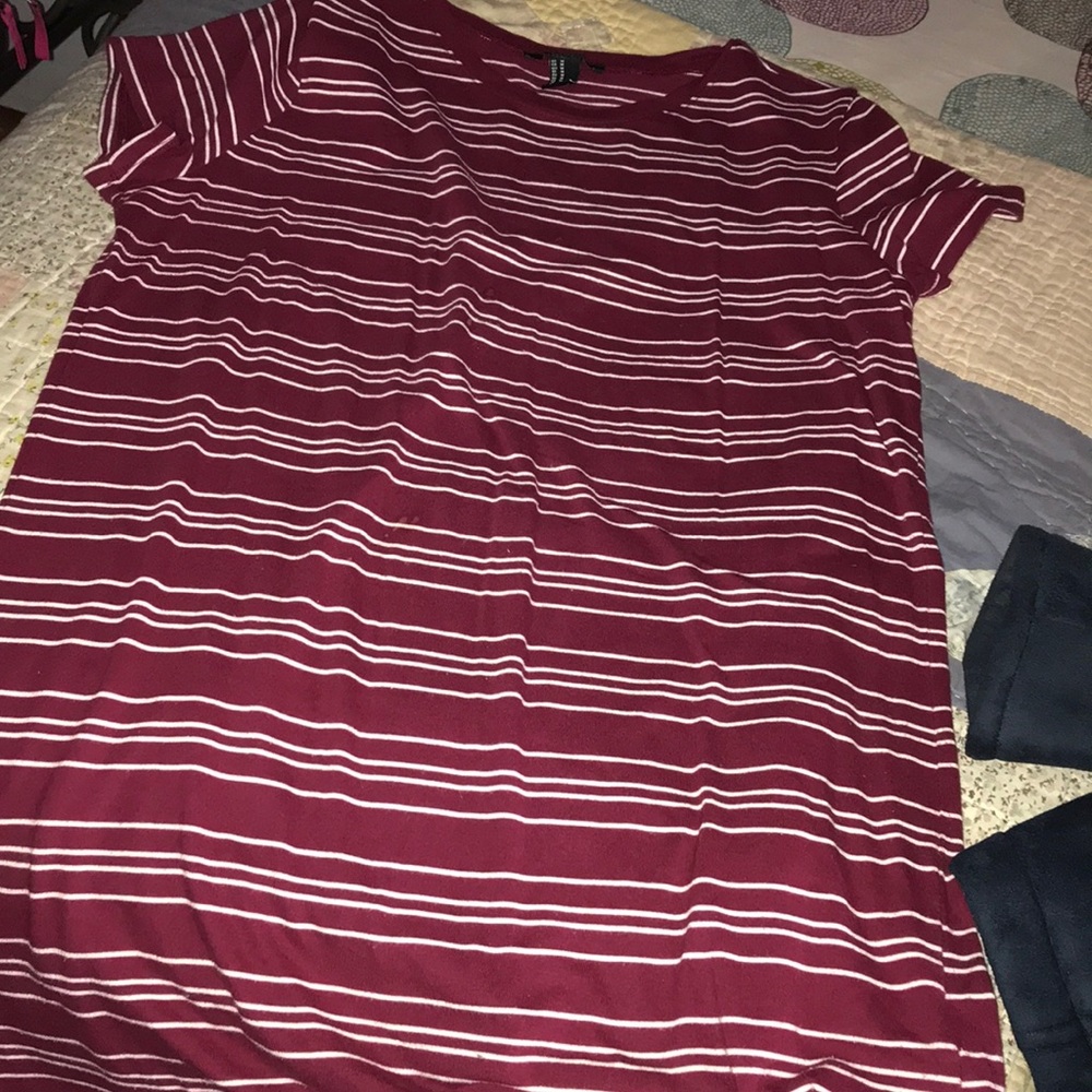 Red and white Striped Tee-Shirt dress